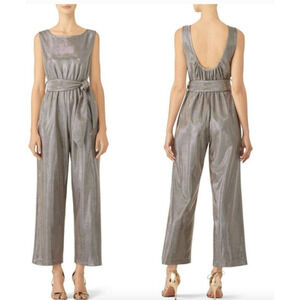 Carolina Ritzler Mae Jumpsuit Shimmer Sleeveless Silver M